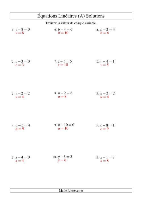 Résolution d'Équations Linéaires -- Forme x - b = c (A) page 2
