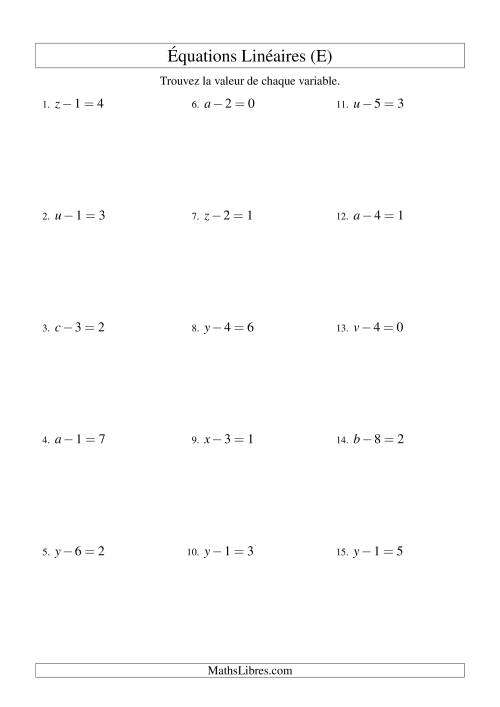 Résolution d'Équations Linéaires -- Forme x - b = c (E)