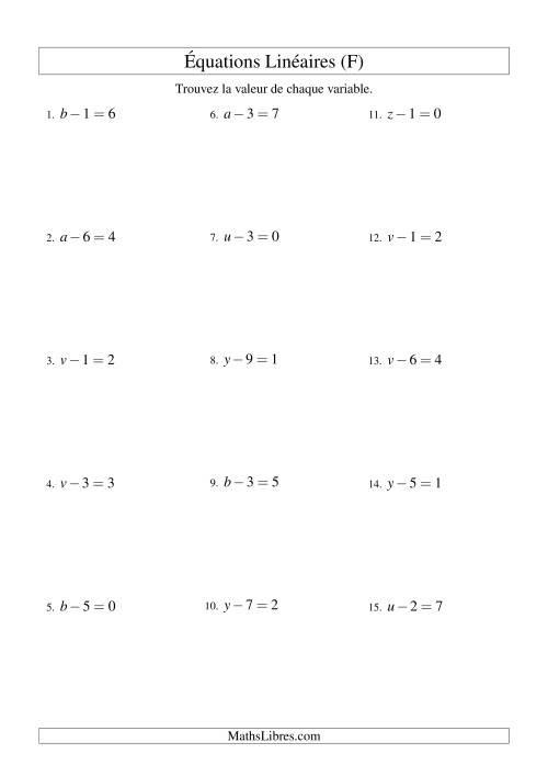 Résolution d'Équations Linéaires -- Forme x - b = c (F)