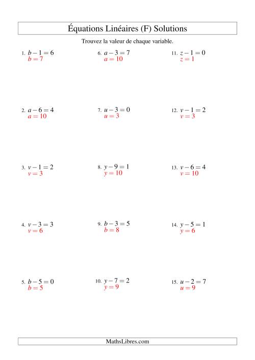 Résolution d'Équations Linéaires -- Forme x - b = c (F) page 2