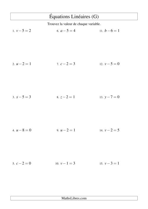 Résolution d'Équations Linéaires -- Forme x - b = c (G)