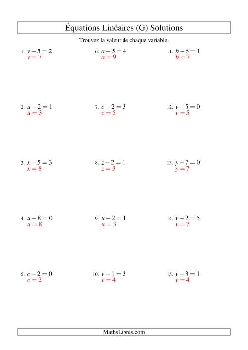 Résolution d'Équations Linéaires -- Forme x - b = c (G) page 2