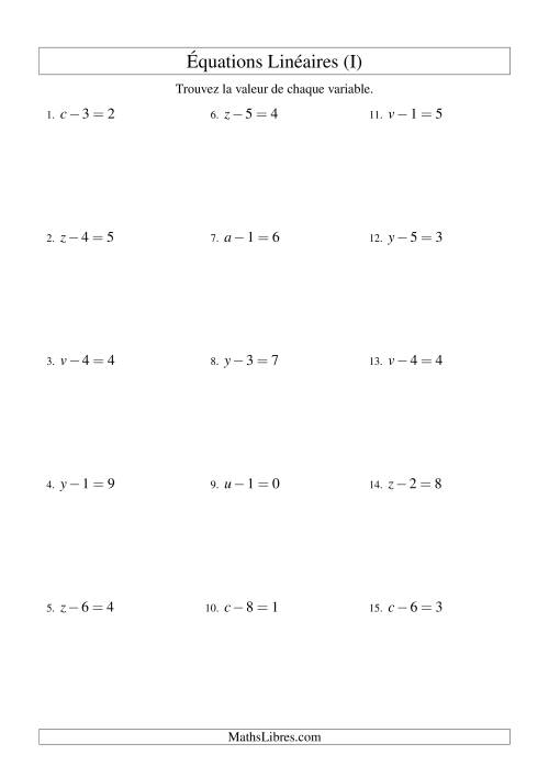 Résolution d'Équations Linéaires -- Forme x - b = c (I)