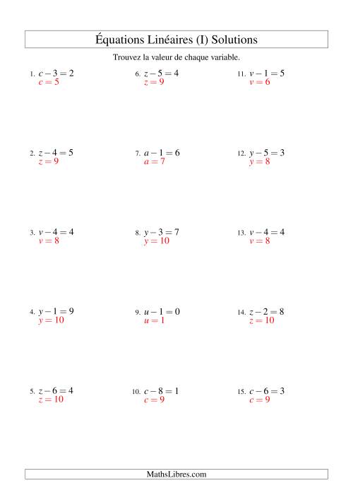 Résolution d'Équations Linéaires -- Forme x - b = c (I) page 2