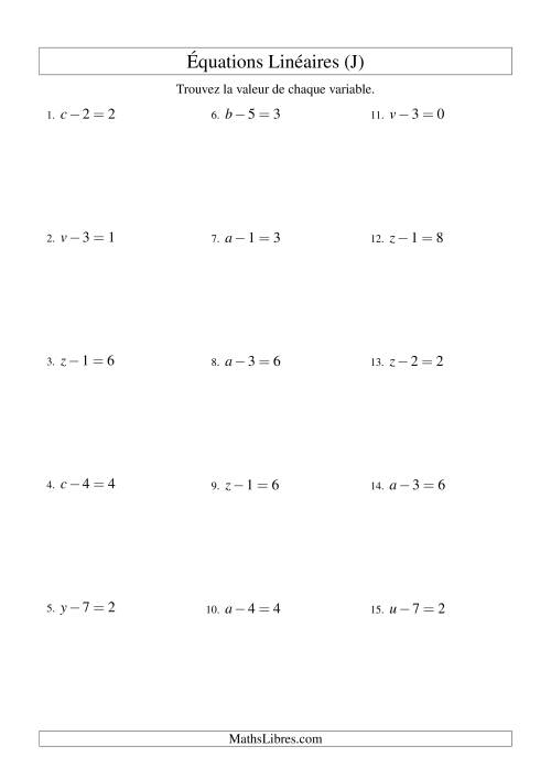 Résolution d'Équations Linéaires -- Forme x - b = c (J)