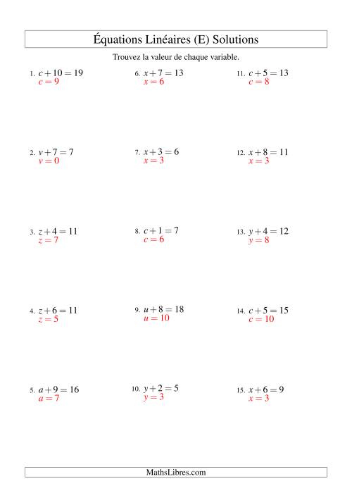 Résolution d'Équations Linéaires -- Forme x + b = c (E) page 2