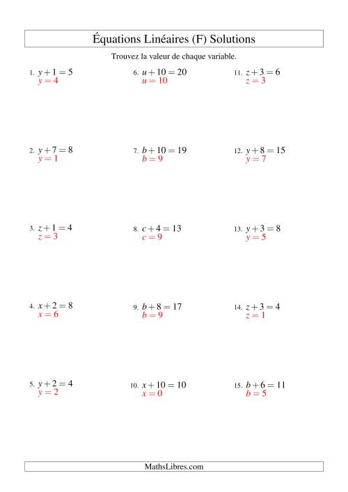 Résolution d'Équations Linéaires -- Forme x + b = c (F) page 2