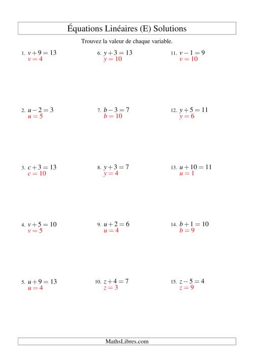 Résolution d'Équations Linéaires -- Forme x ± b = c (E) page 2