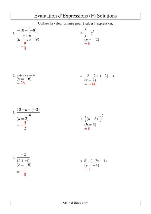 Résolution d'Expressions Algébriques à Trois Étapes avec Deux Variables (F) page 2