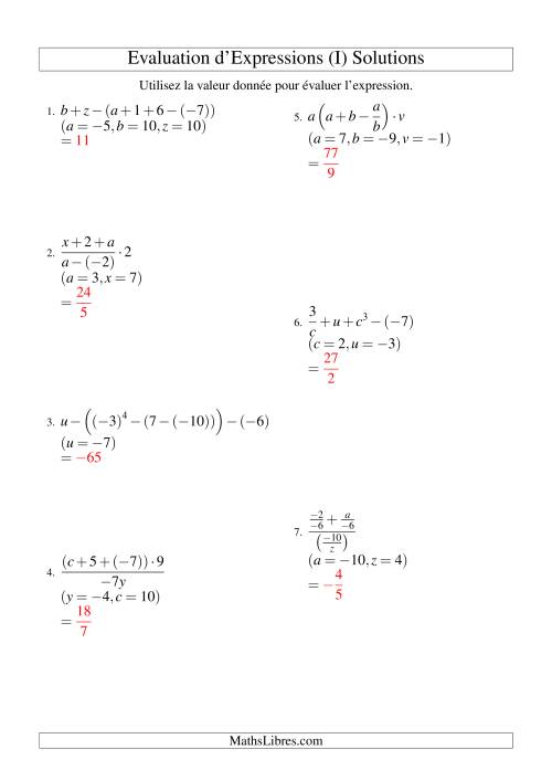 Résolution d'Expressions Algébriques à Cinq Étapes avec Trois Variables (J) page 2