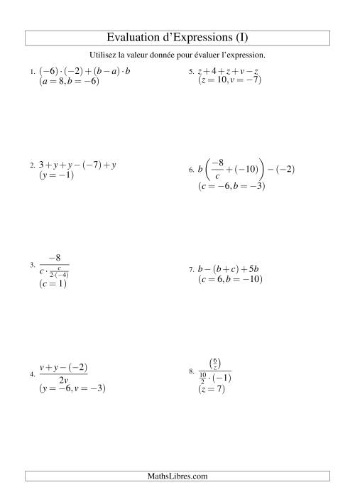 Résolution d'Expressions Algébriques à Quatre Étapes avec Trois Variables (I) page 2