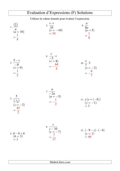 Résolution d'Expressions Algébriques à Deux Étapes avec Une Variable (Sans Exposants) (F) page 2