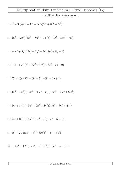 Multiplication d’un Binôme par Deux Trinômes (B)