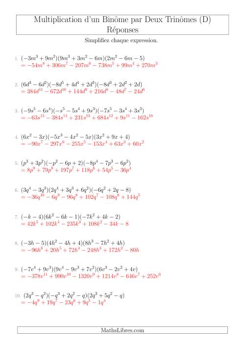 Multiplication d’un Binôme par Deux Trinômes (D) page 2