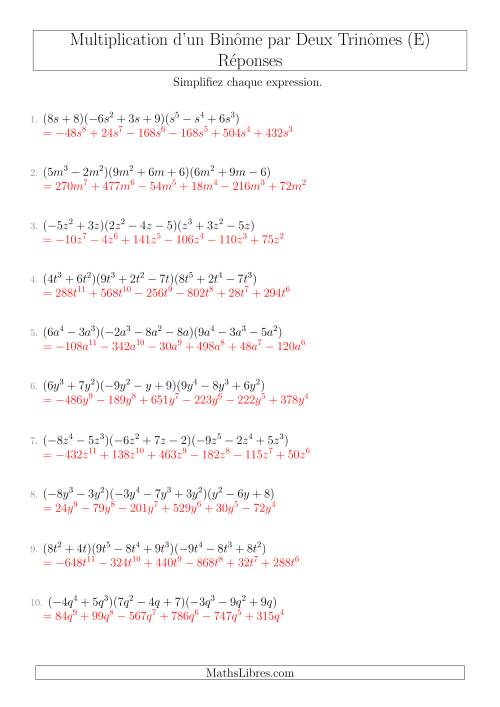 Multiplication d’un Binôme par Deux Trinômes (E) page 2