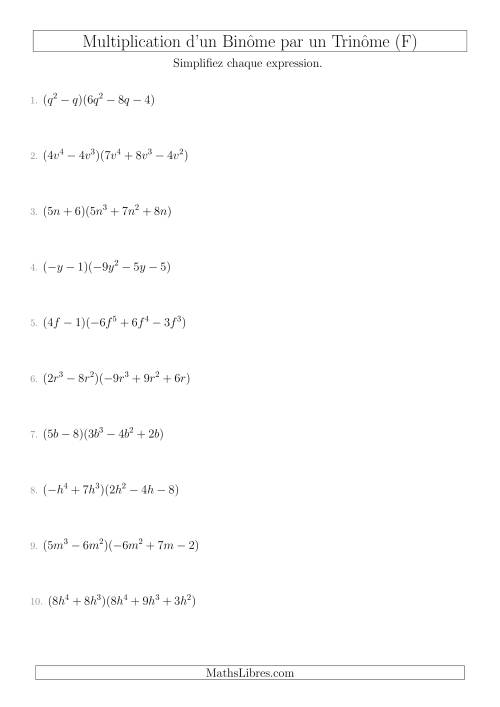 Multiplication d’un Binôme par un Trinôme (F)