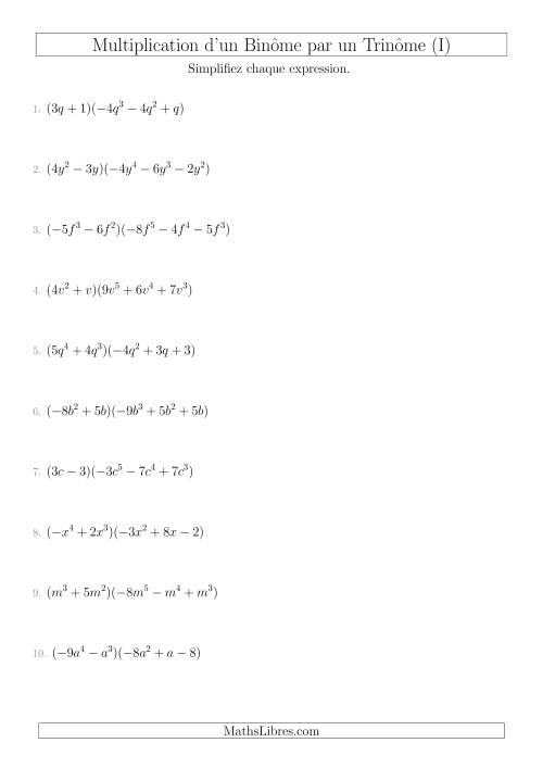 Multiplication d’un Binôme par un Trinôme (I)