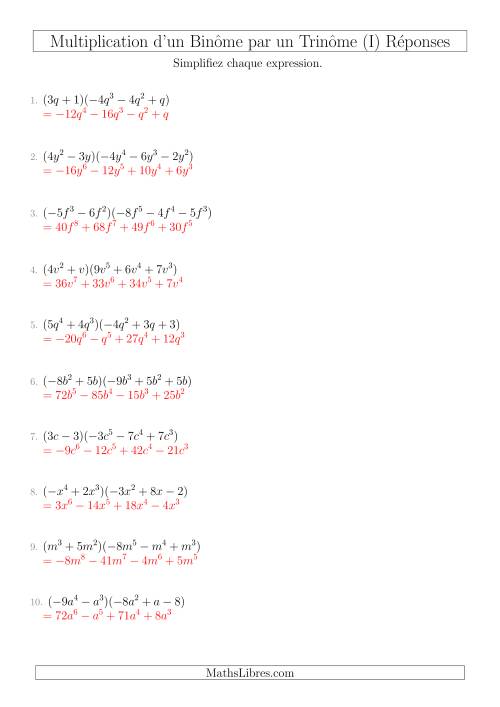 Multiplication d’un Binôme par un Trinôme (I) page 2