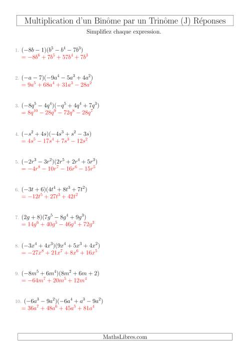 Multiplication d’un Binôme par un Trinôme (J) page 2