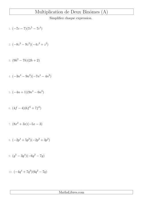 Multiplication de Deux Binômes (A)