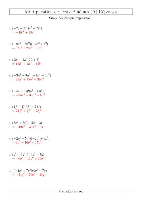 Multiplication de Deux Binômes (A) page 2