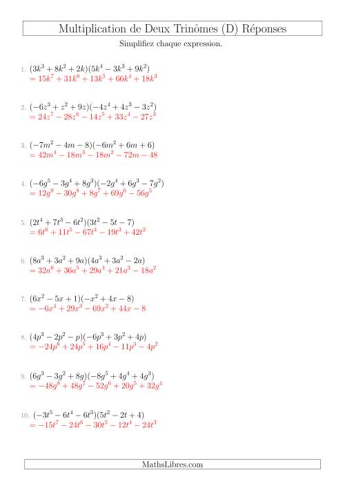 Multiplication de Deux Trinômes (D) page 2