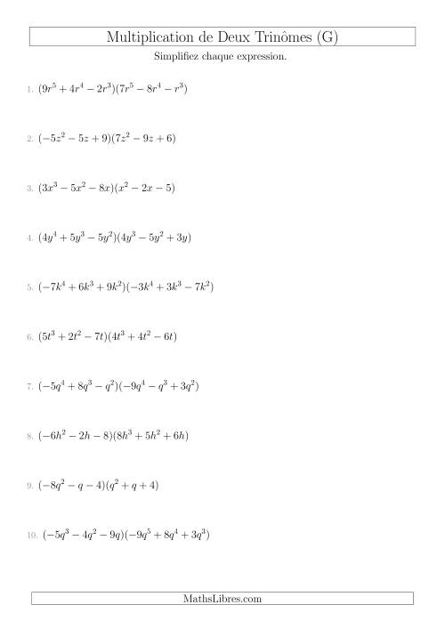 Multiplication de Deux Trinômes (G)