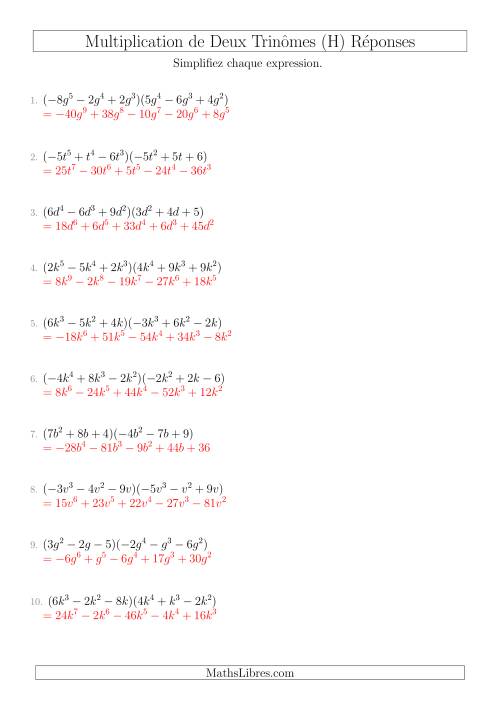 Multiplication de Deux Trinômes (H) page 2