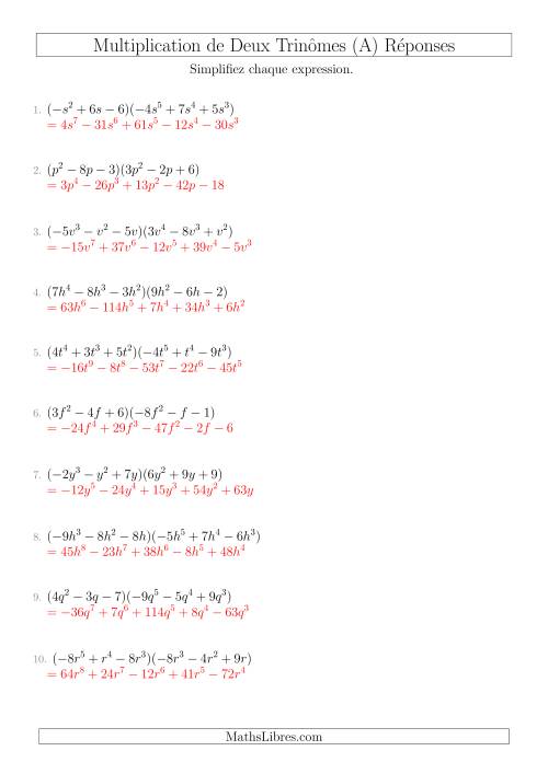 Multiplication de Deux Trinômes (Tout) page 2