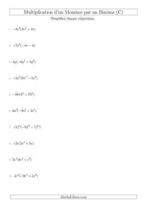 Multiplication d’un Monôme par un Binôme (C)