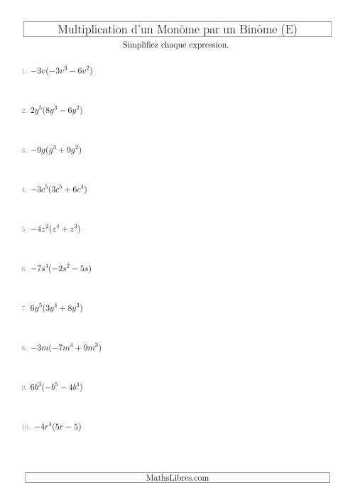 Multiplication d’un Monôme par un Binôme (E)