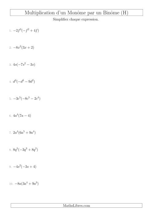 Multiplication d’un Monôme par un Binôme (H)