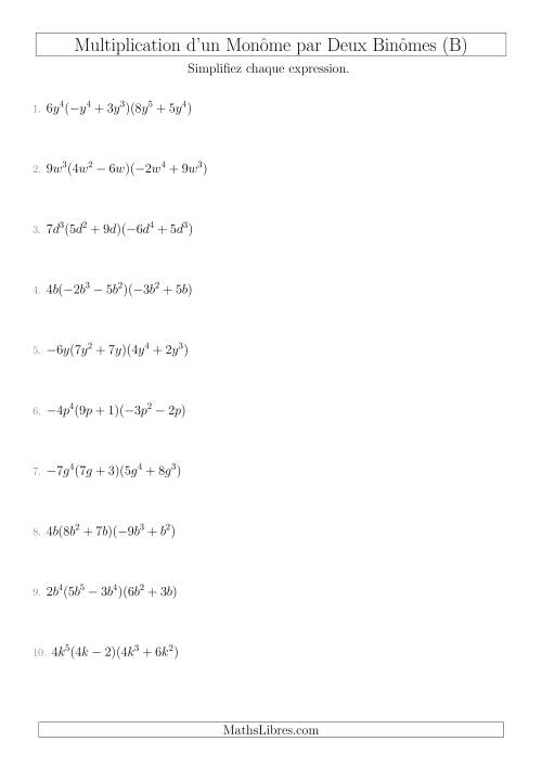 Multiplication d’un Monôme par Deux Binômes (B)