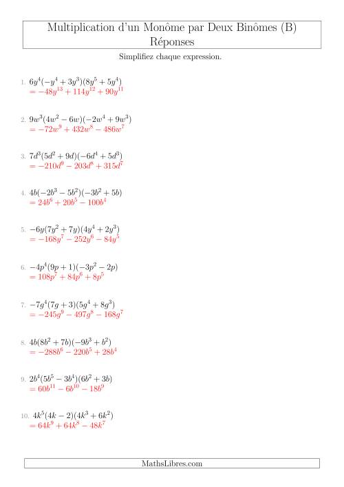 Multiplication d’un Monôme par Deux Binômes (B) page 2