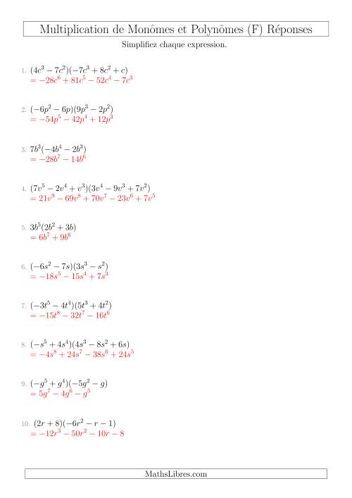 Multiplication de Monômes et Polynômes (Mixtes) (F) page 2