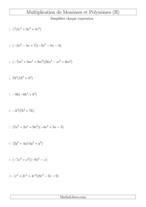 Multiplication de Monômes et Polynômes (Mixtes) (H)
