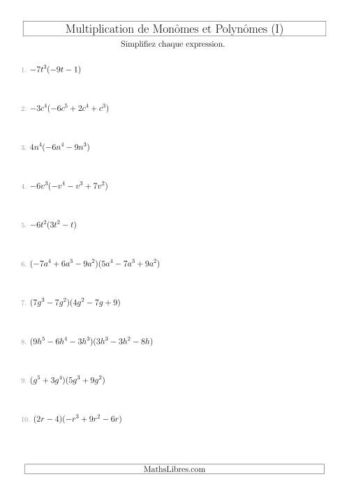 Multiplication de Monômes et Polynômes (Mixtes) (I)
