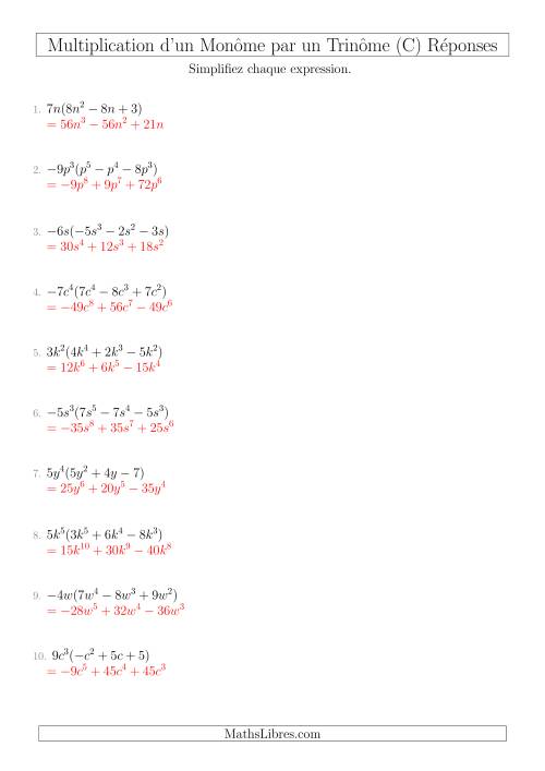 Multiplication d’un Monôme par un Trinôme (C) page 2