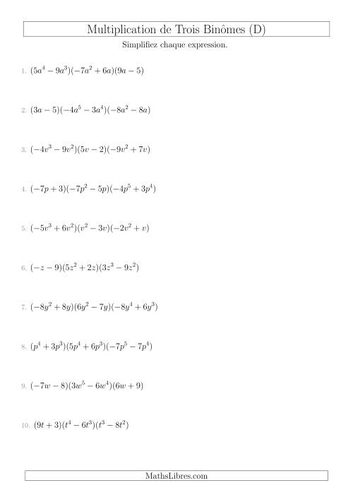 Multiplication de Trois Binômes (D)