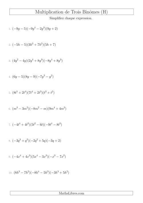 Multiplication de Trois Binômes (H)