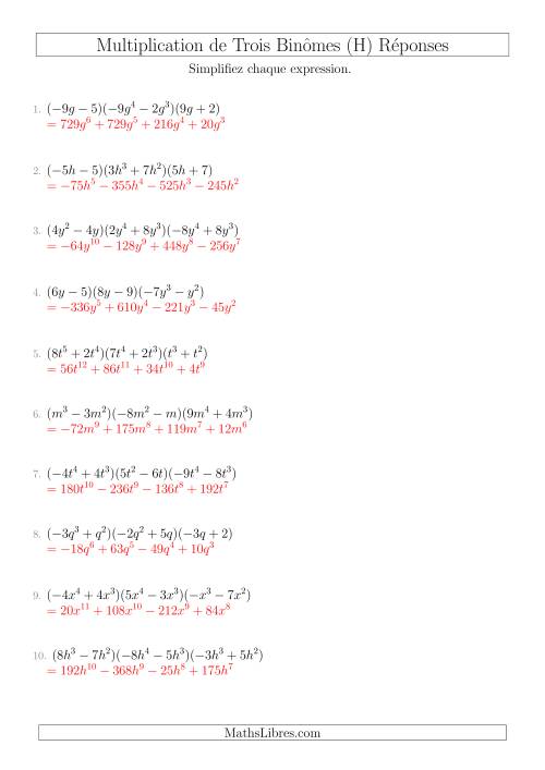 Multiplication de Trois Binômes (H) page 2
