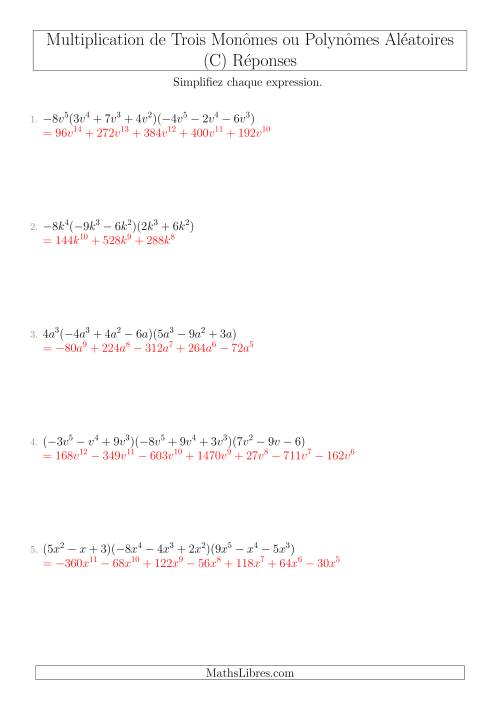 Multiplication de Trois Monômes ou Polynômes Aléatoires (C) page 2