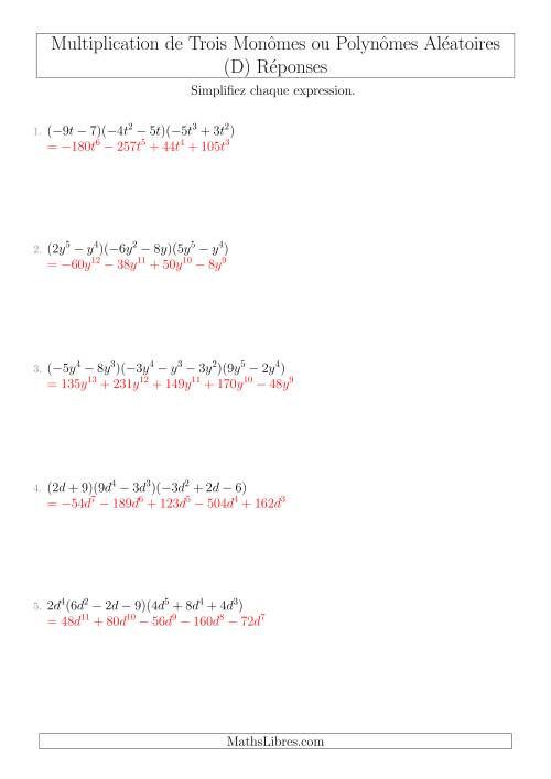 Multiplication de Trois Monômes ou Polynômes Aléatoires (D) page 2