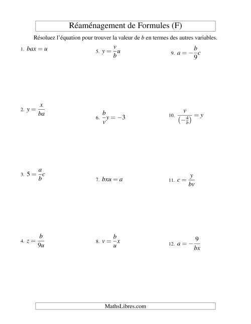 Réaménagement de Formules -- Deux Étapes -- Multiplication et Division (F)