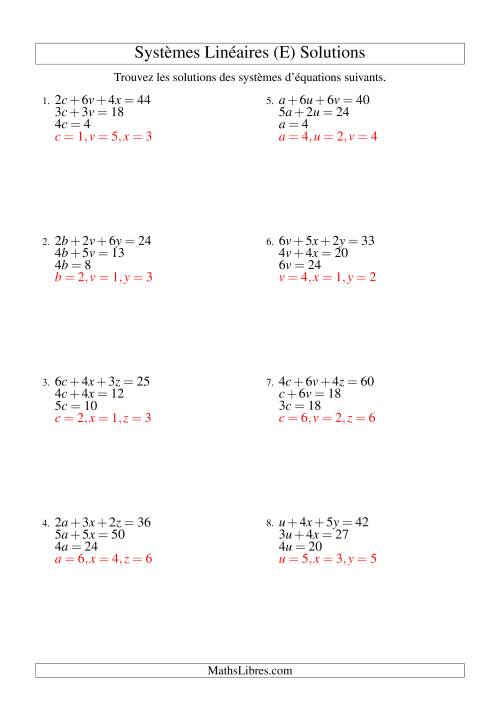Systèmes d'Équations Linéaires -- Deux Variables (E) page 2