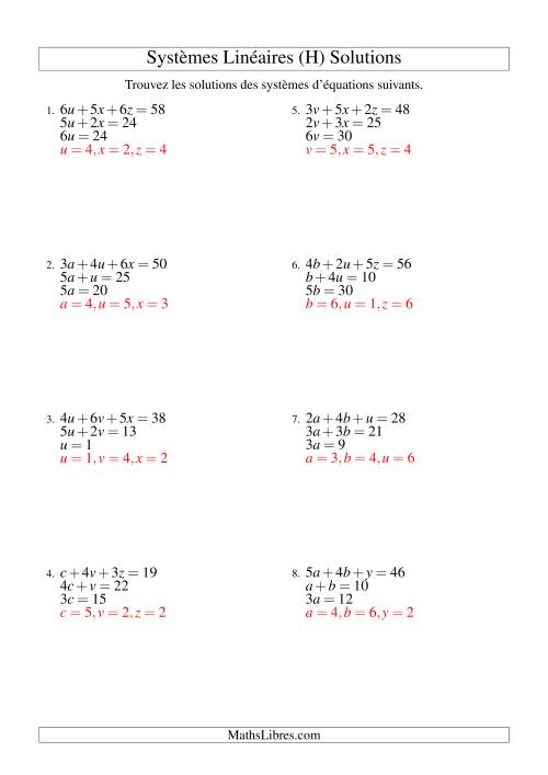 Systèmes d'Équations Linéaires -- Deux Variables (H) page 2