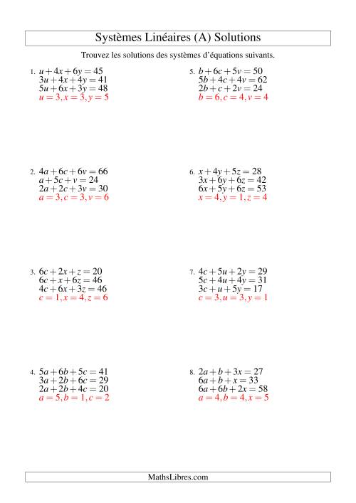 Systèmes d'Équations Linéaires -- Deux Variables Incluant Valeurs Négatives (A) page 2