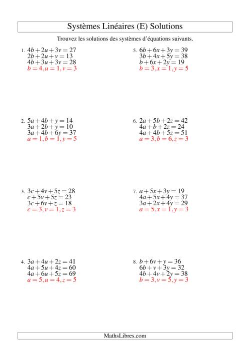 Systèmes d'Équations Linéaires -- Deux Variables Incluant Valeurs Négatives (E) page 2