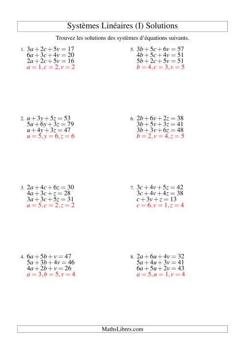 Systèmes d'Équations Linéaires -- Deux Variables Incluant Valeurs Négatives (I) page 2