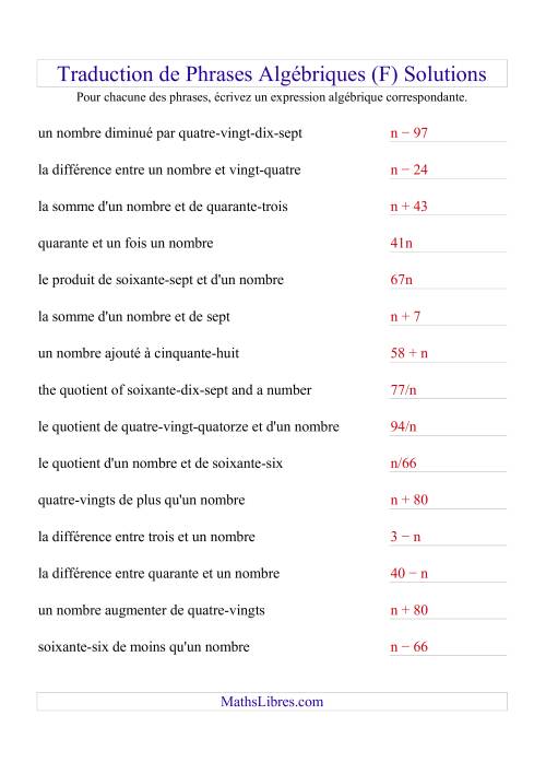 Traduction de Phrases Algébriques (F) page 2